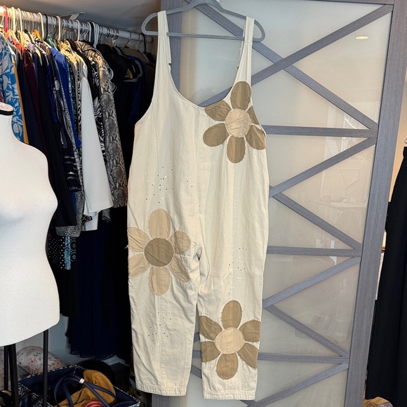 Oh Pants - Floral Beige Jumpsuit